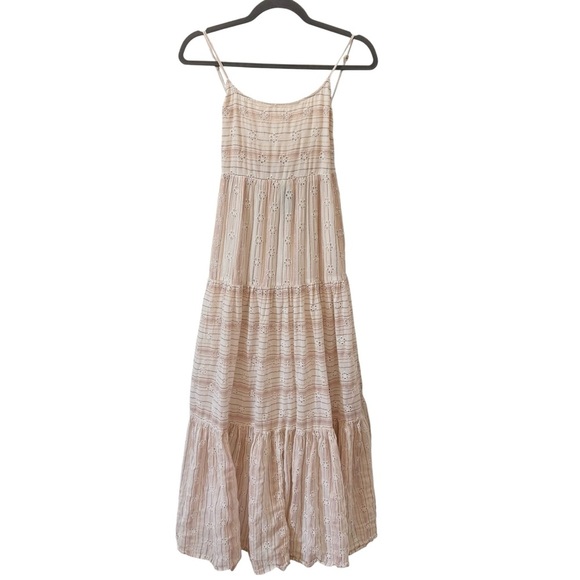 L*Space Santorini Maxi Dress "Falling For You" Eyelet Metallic Stripes Sz M - Picture 5 of 12